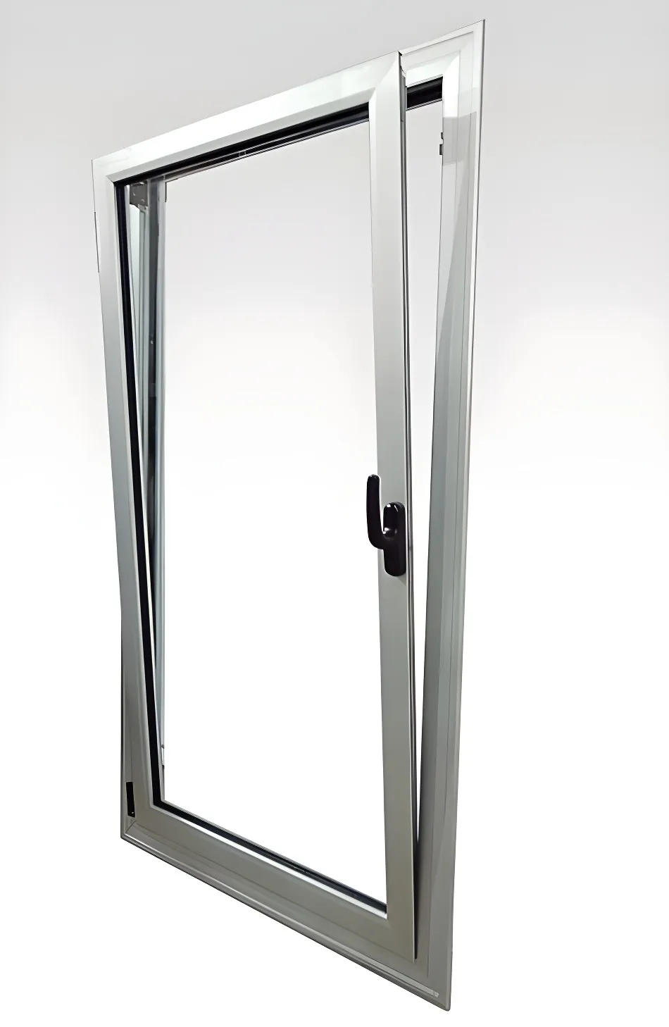 Ventana oscilobatiente 1 hoja, color anodizado natural (detalle)