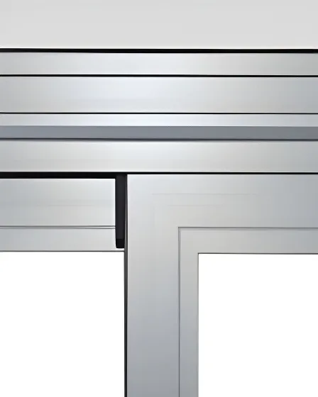 Ventana corrediza 2 hojas, color anodizado natural (detalle)