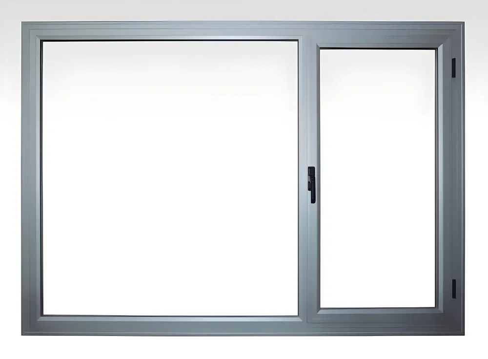 Ventana patagónica rebatible con paño fijo, color anodizado natural