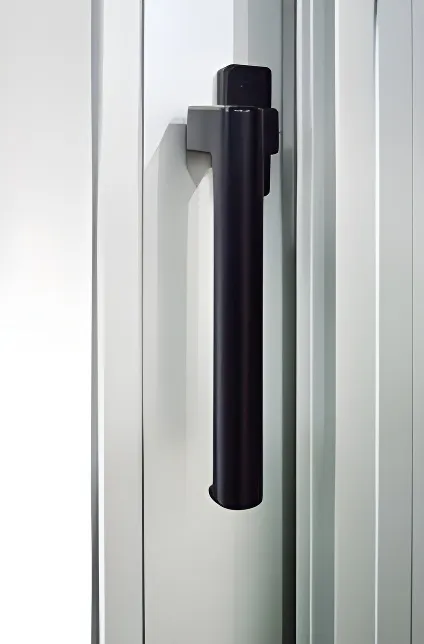 Puerta balcón corrediza 2 hojas, color anodizado natural (detalle)