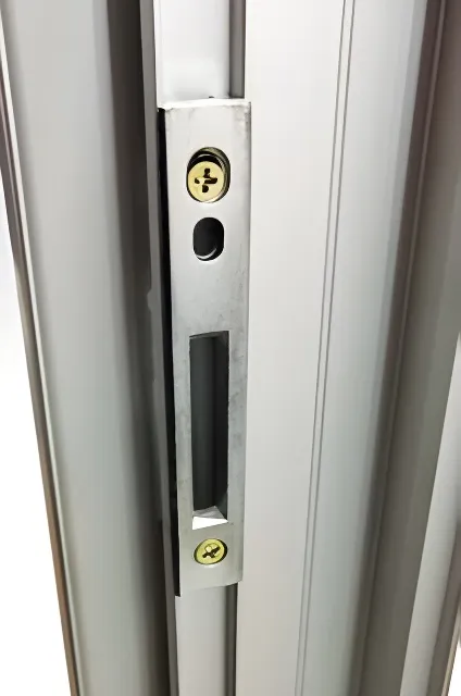 Puerta balcón corrediza 2 hojas, color anodizado natural (detalle)