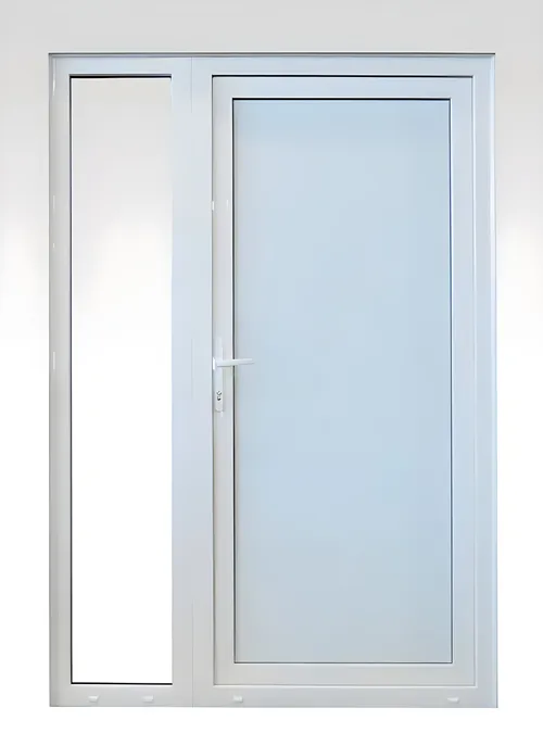 Puerta con paño fijo lateral y DVH, color blanco
