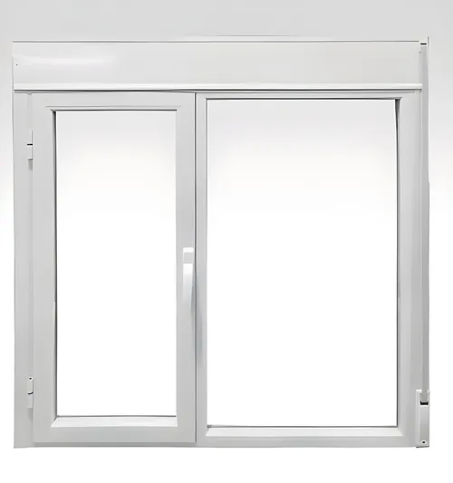 Ventana de rebatir con paño fijo, color blanco brillante