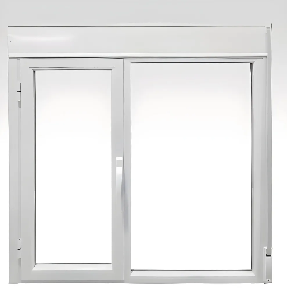 Ventana de rebatir con paño fijo, color blanco brillante