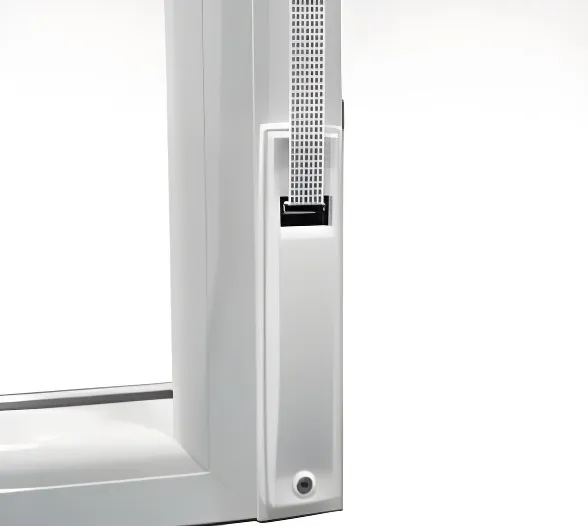 Ventana de rebatir con paño fijo, color blanco brillante (detalle)