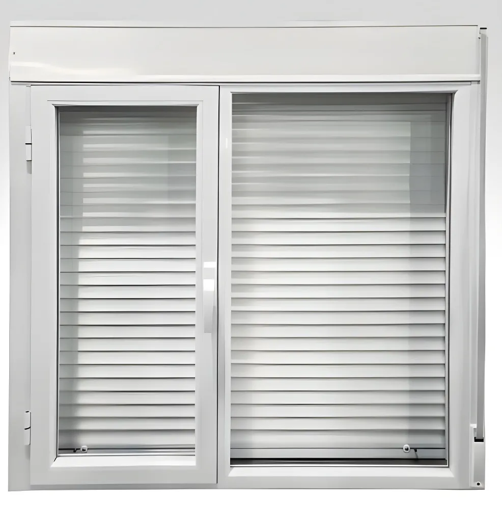 Ventana de rebatir con paño fijo, color blanco brillante (detalle)